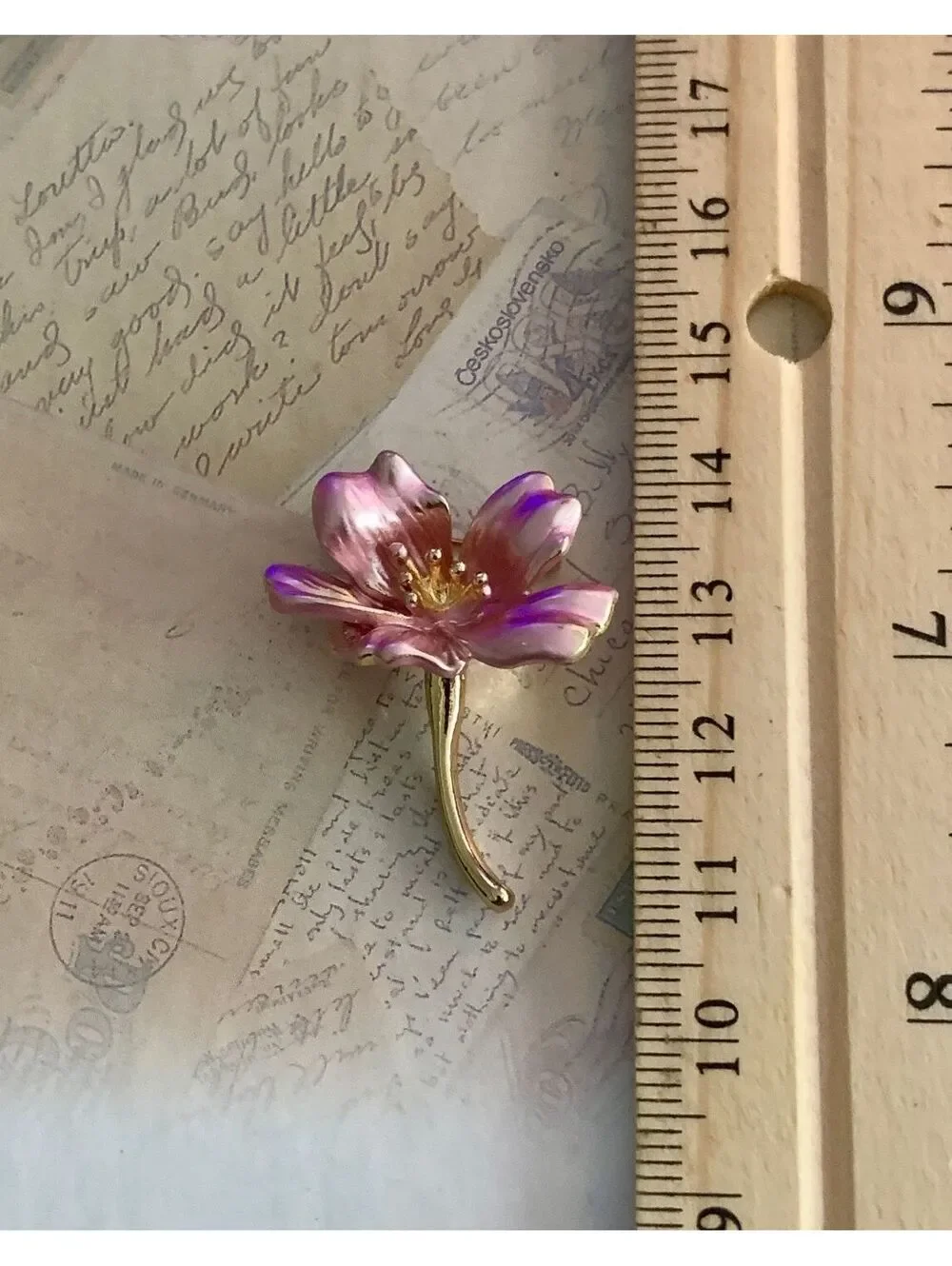 Charming Pink & Purple Flower Enamel Brooch Pin - Floral Jewelry Accessory